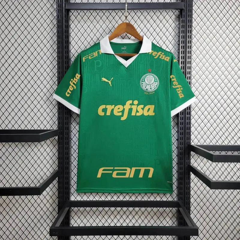 Camisa Palmeiras Home 24/25 - Torcedor Masculina Verde + Patch Brasileirão e Avanti + Patrocínios