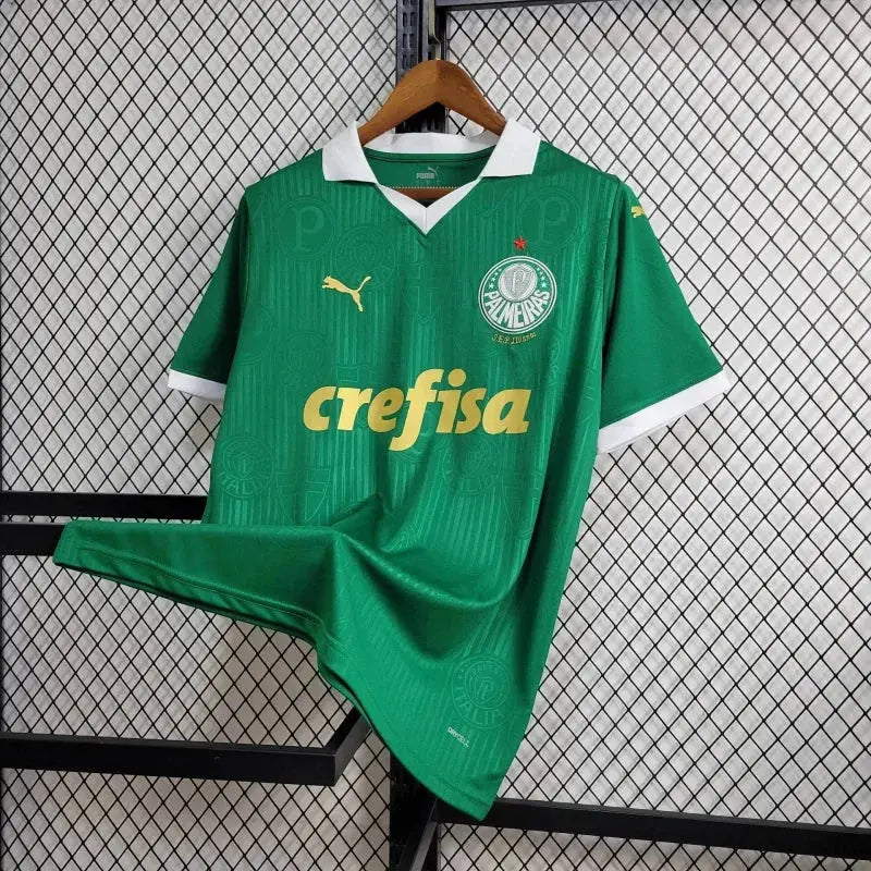 Camisa Palmeiras Home 24/25 - Torcedor Masculina Verde + Patch Brasileirão e Avanti + Patrocínios