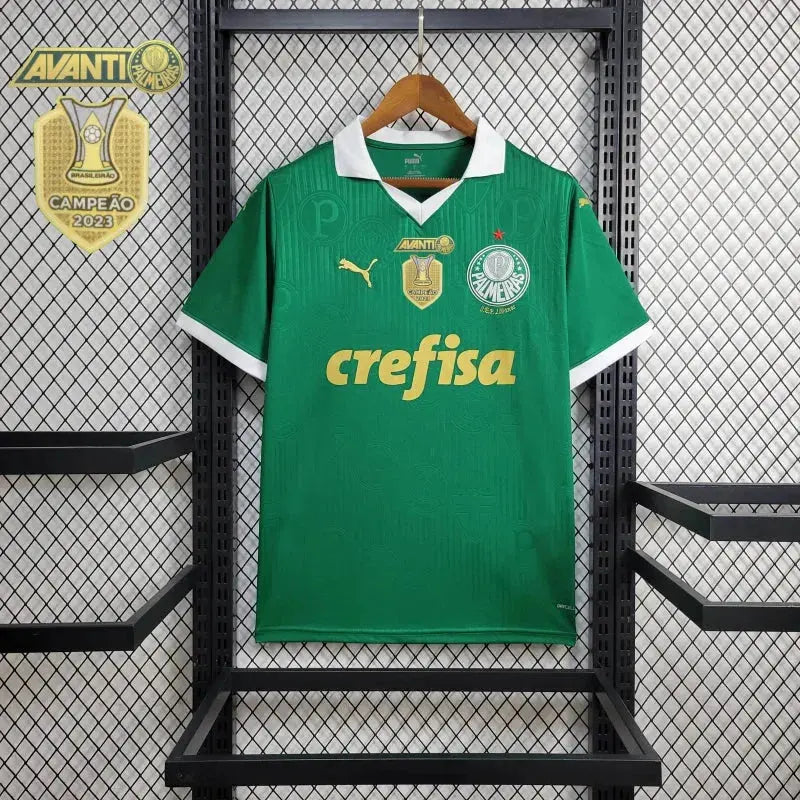 Camisa Palmeiras Home 24/25 - Torcedor Masculina Verde + Patch Brasileirão e Avanti + Patrocínios