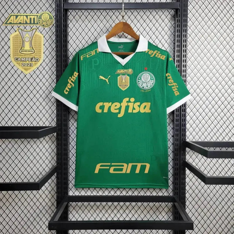 Camisa Palmeiras Home 24/25 - Torcedor Masculina Verde + Patch Brasileirão e Avanti + Patrocínios