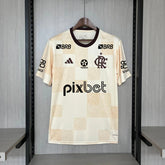 Camisa Flamengo 24/25 Adidas Pre Jogo Masculina - Bege (Com patrocinios)