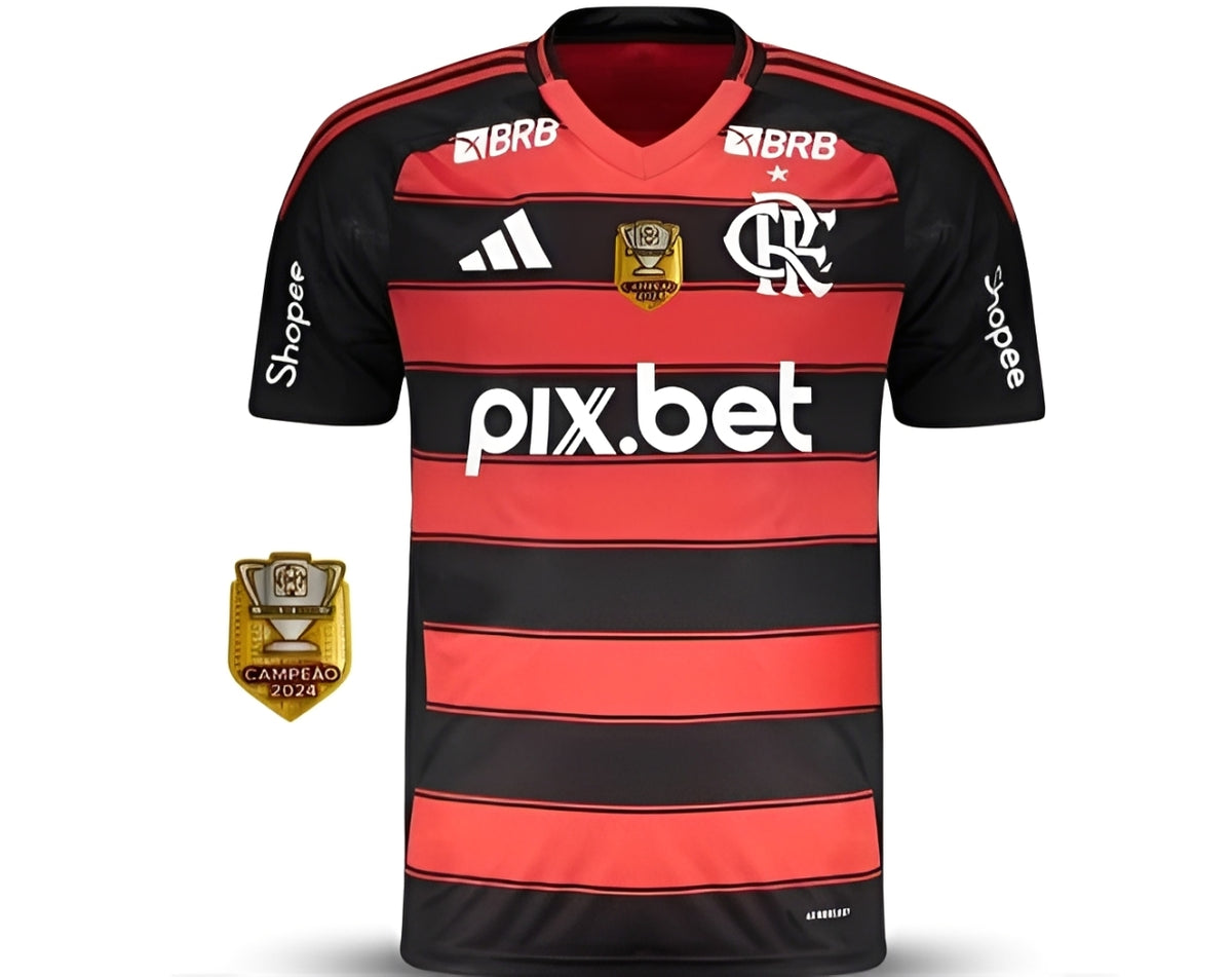 Camisa Adidas Flamengo 2025/26 Com Patrocínio + Patch de Campeão da Copa do Brasil