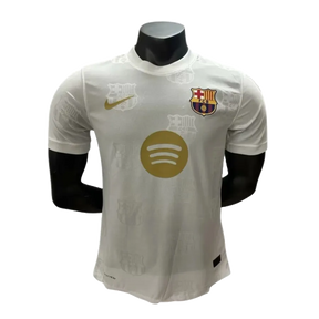 Camisa Barcelona Edição Especial 25/26 - Jogador Masculina Branca e Dourada