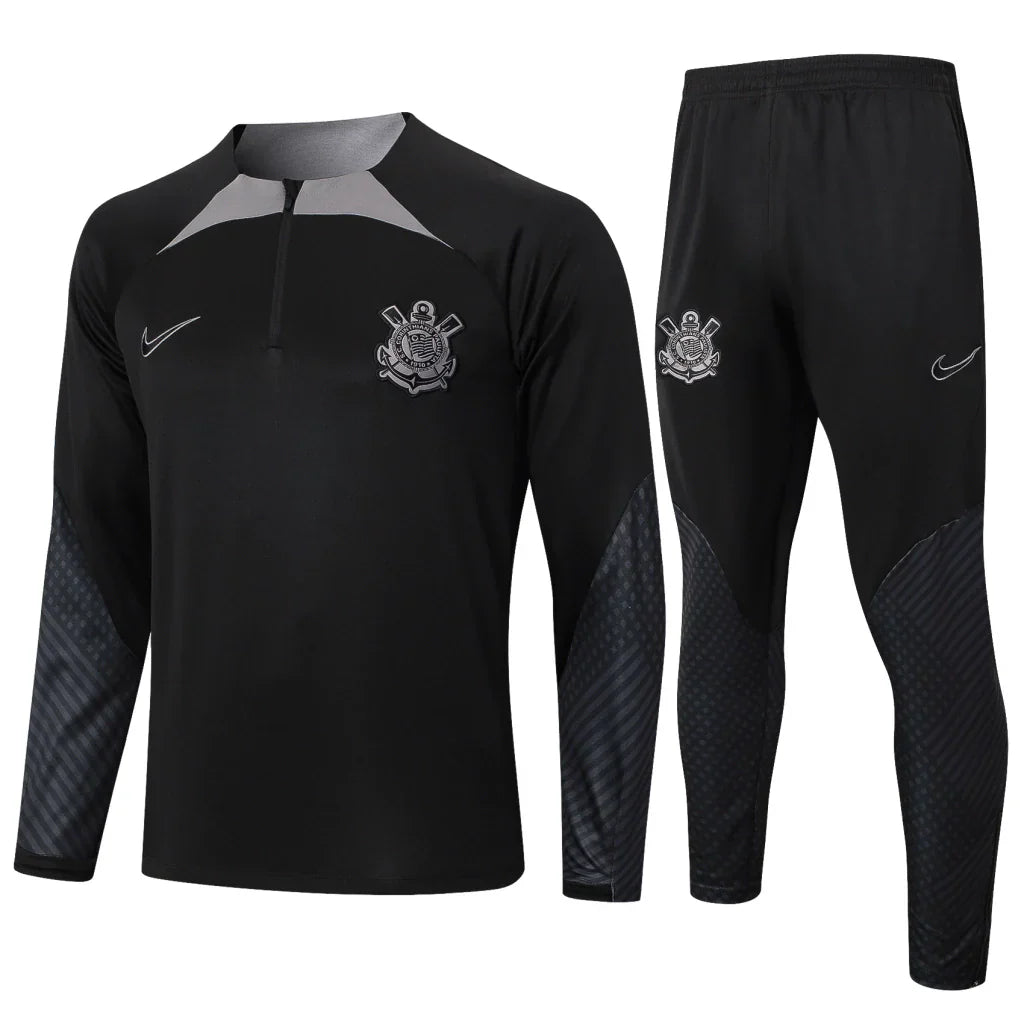 Conjunto Timão Ziper Curto Treino All Black