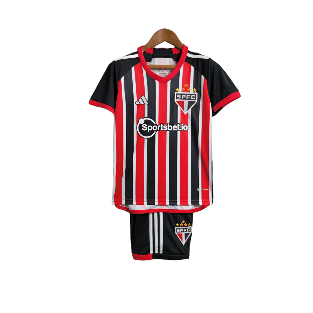 Kit Infantil São Paulo Away 23/24 - Vermelho e Preto